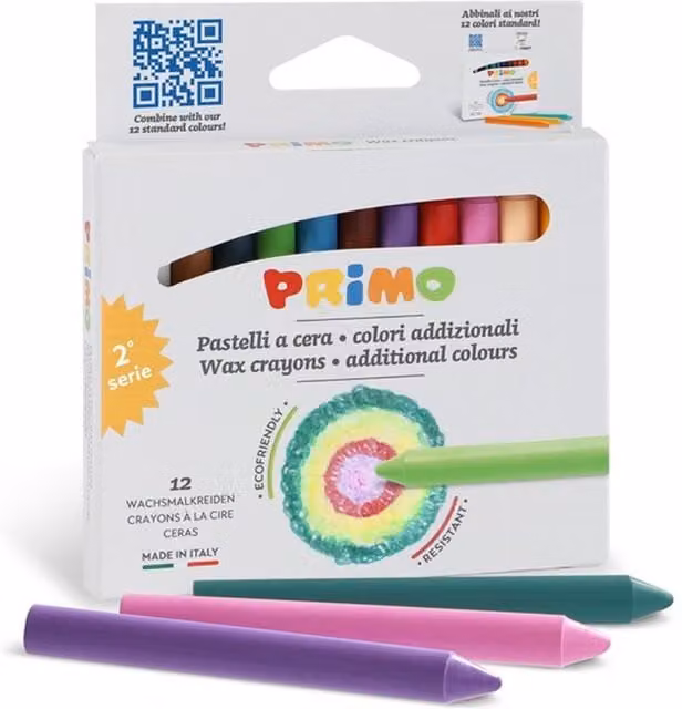Primo 12 Pack Multicolour Wax Crayons with Yellow