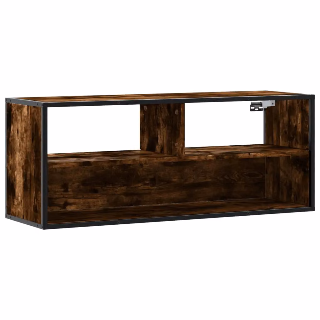 Berkfield Home Industrial TV Cabinet in Smoked Oak and Brown, W/D/H: 100 x 39.5 x 39.5 cm – 2
