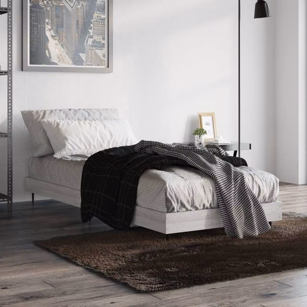 Berkfield Home Small Single Bed Frame in Grey Sonoma, W: 75 cm, L: 190 cm – 3