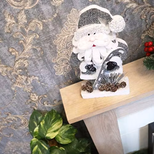 Shatchi Grey and Silver Glitter Foam Santa Christmas Tabletop Figure, Height: 32 cm – 3