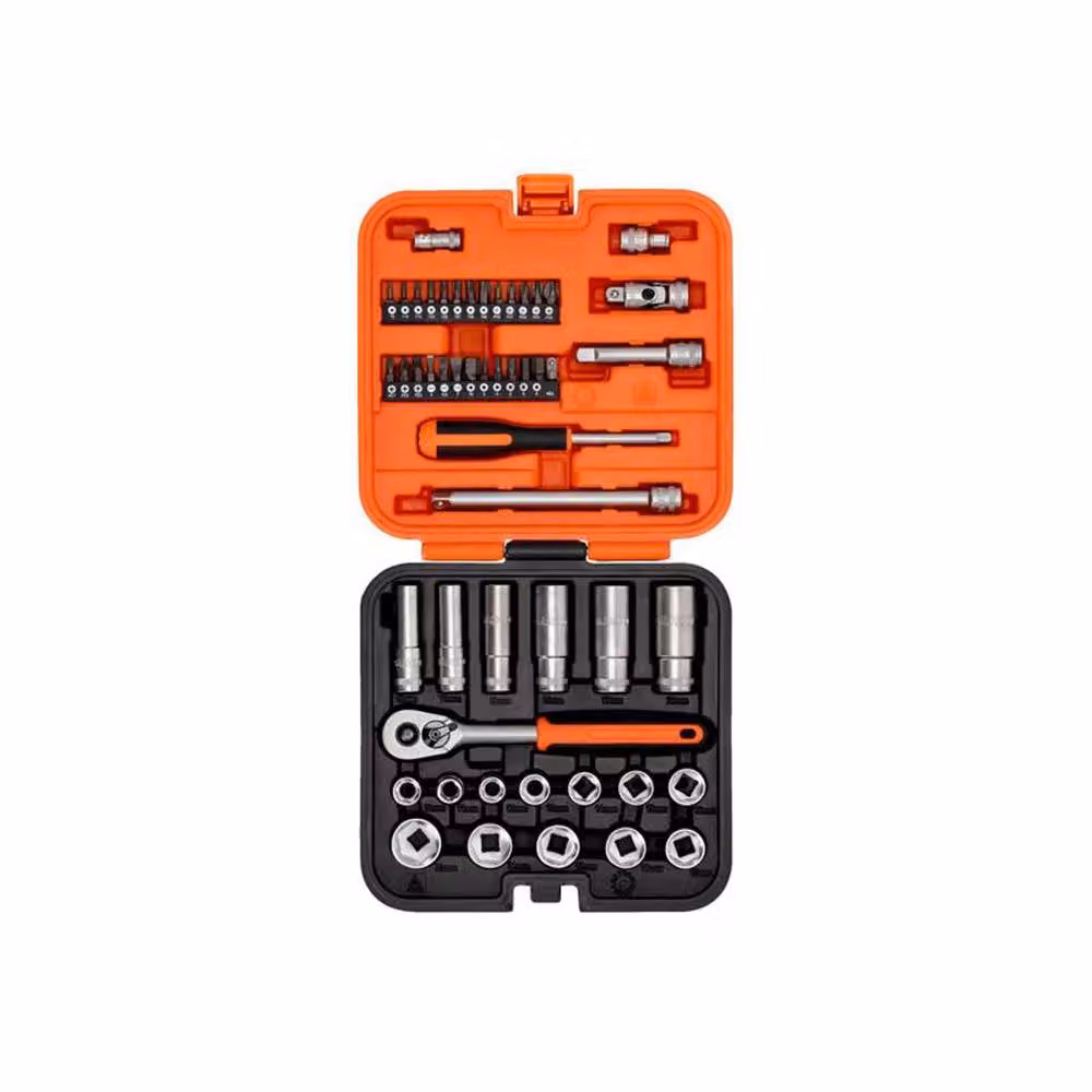 Bahco S51MC3H 51-Piece Socket and Bit Set with 1/4" and 3/8" Drive in Black and Silver – 6