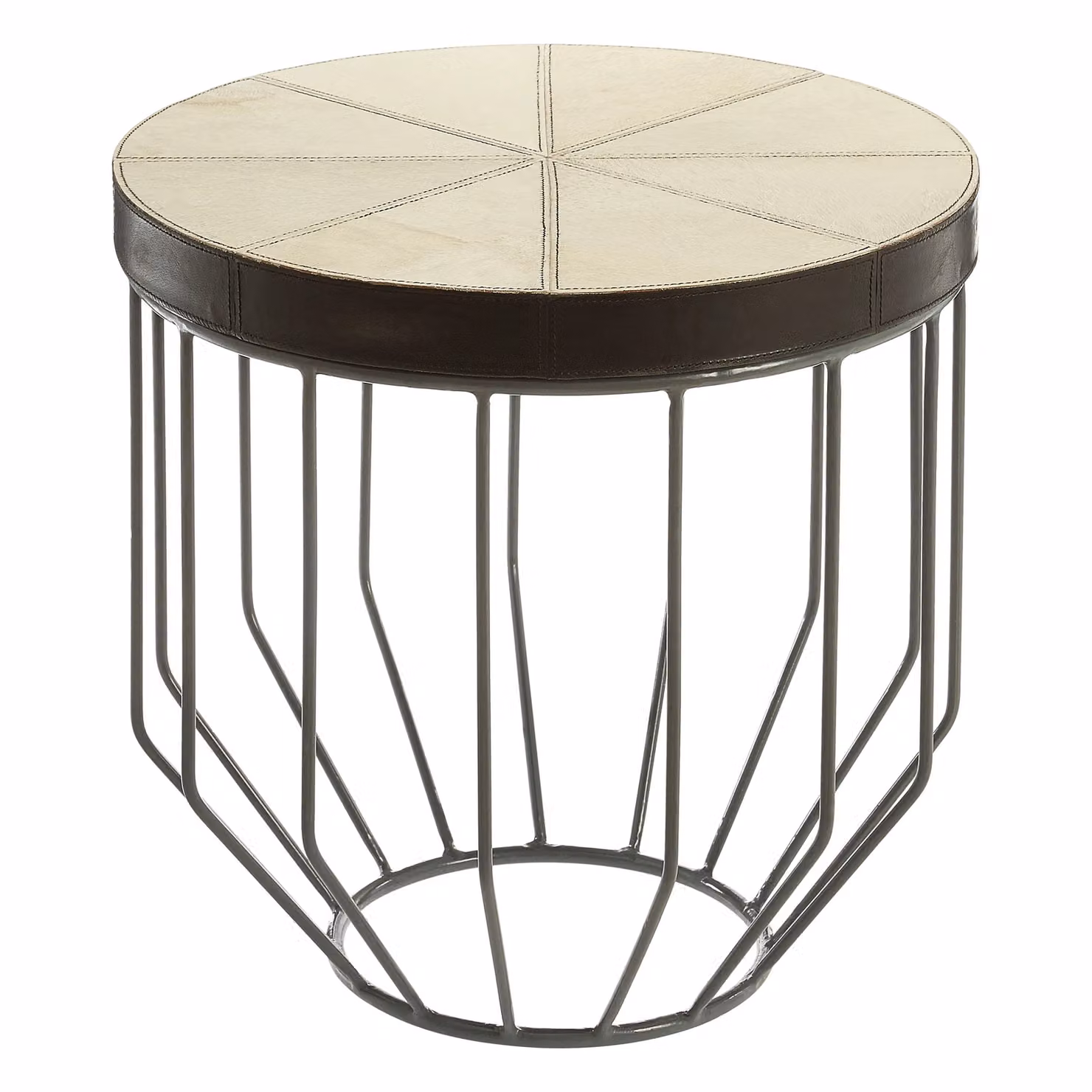 Orsina Modern Round Mango Wood and Metal Side Table in Black, White or Brown – 2