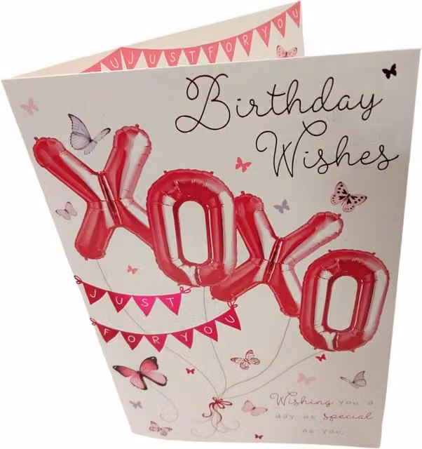 Balloon Boutique Birthday Wishes Greeting Card in Multicolour and White