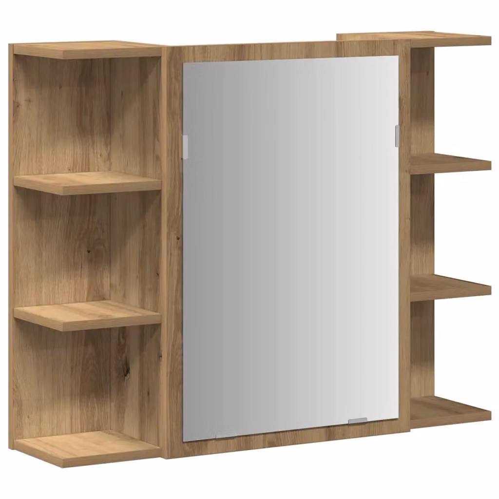Berkfield Home Artisan Oak Bathroom Mirror Cabinet, Brown, W/D/H: 80 x 20.5 x 64 cm – 2