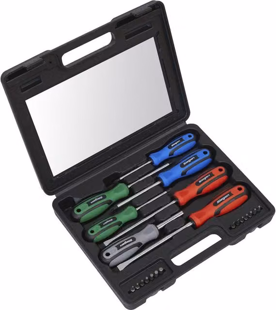 Loops 21 Piece Premium Soft Grip Magnetic Slotted and POZI Screwdriver Set with Case in Multicolour