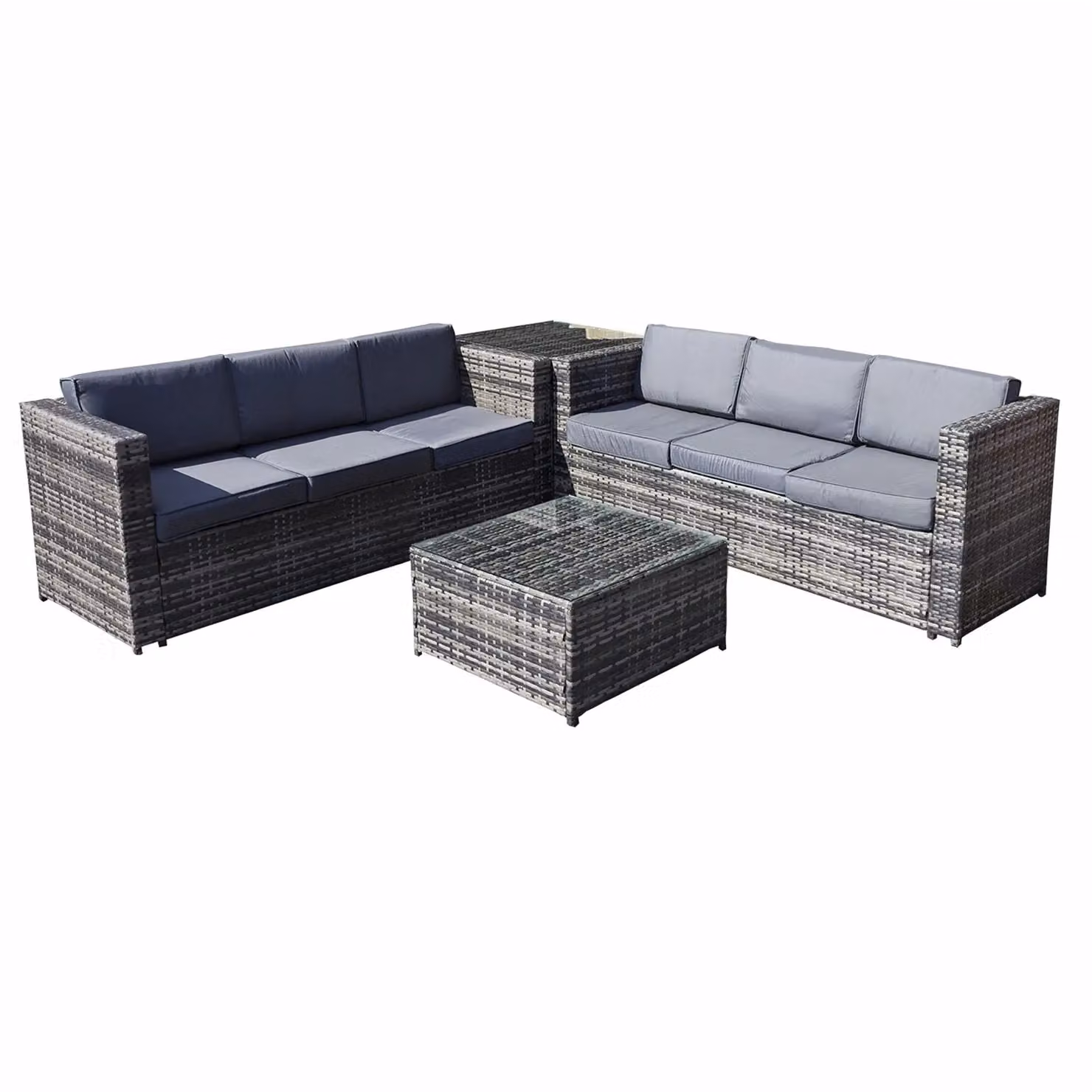 Oseasons Malta 6 Seater Rattan Corner Garden Set in Walnut Grey and Brown with Coffee Table and Cushions – 2