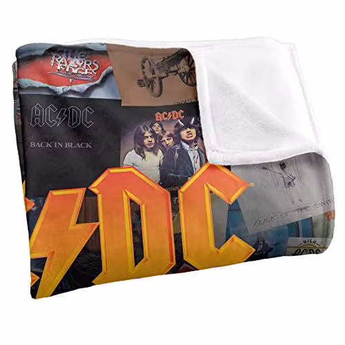 Trevco AC/DC Albums Silky Touch Super Soft Throw Blanket, Multicolour, W/D/H: 152 x 127 cm – 2