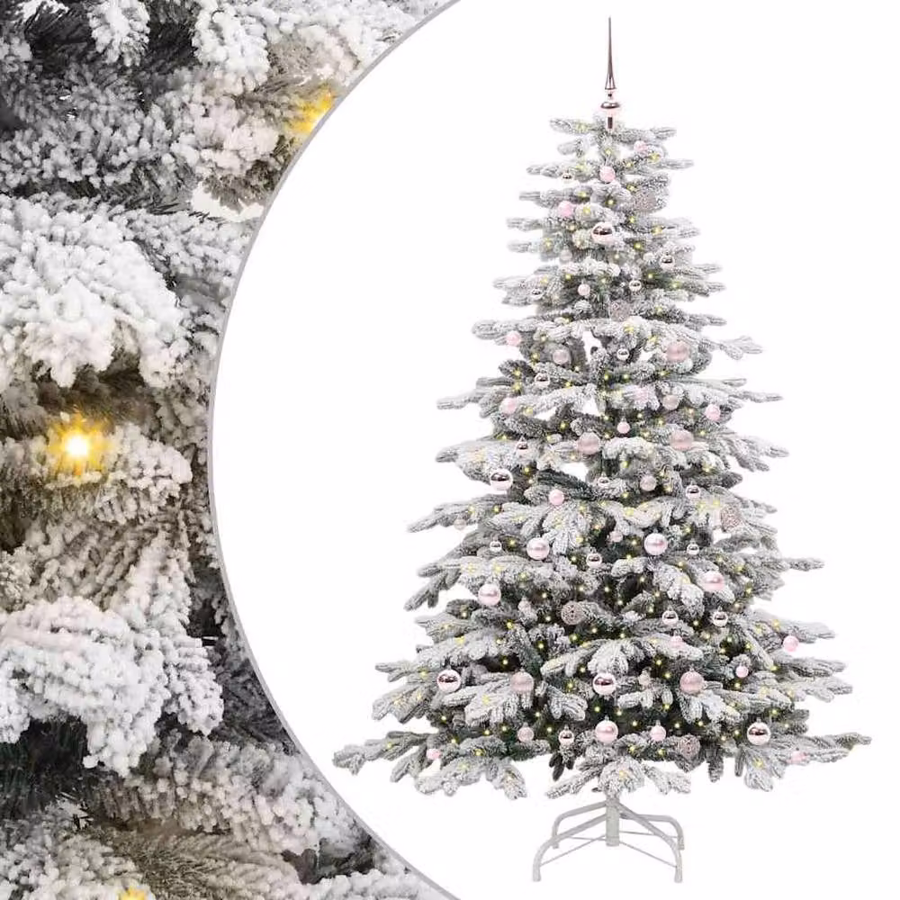 Berkfield Home Elegant Artificial Hinged Christmas Tree in White, Height: 210 cm – 2