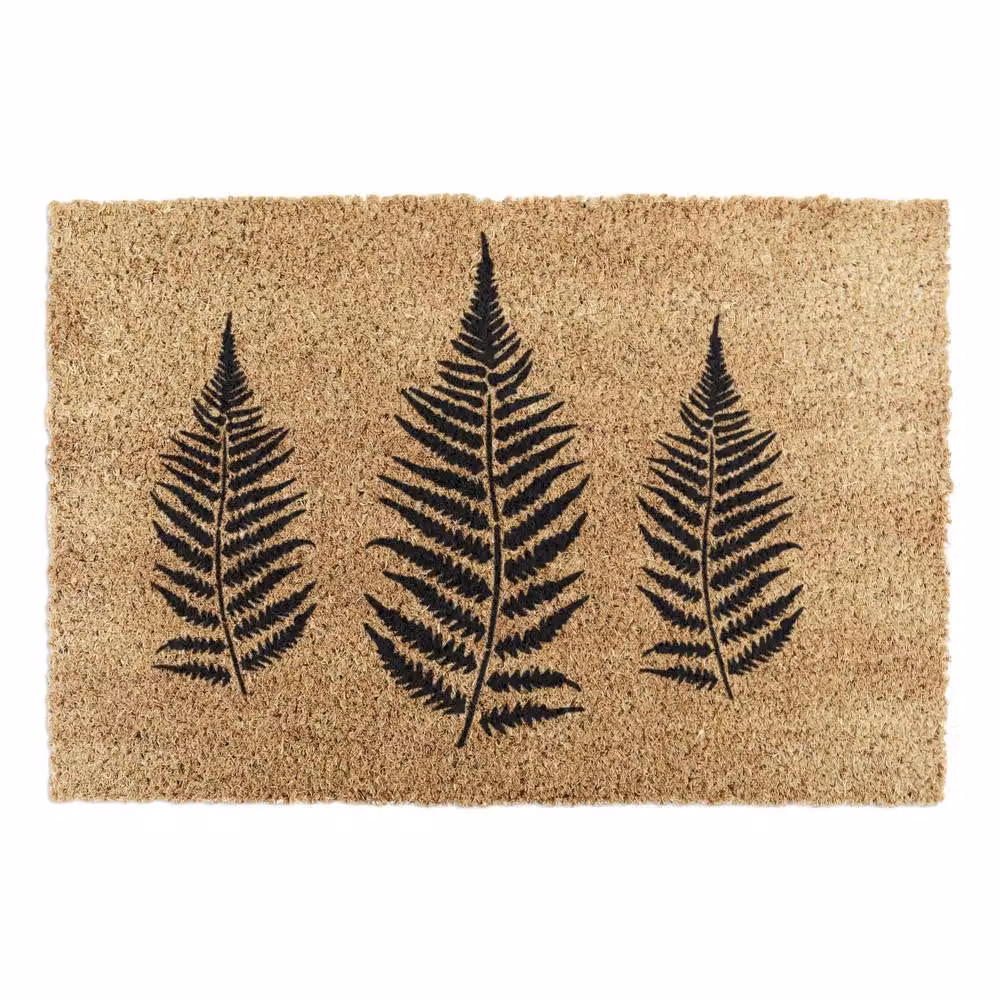Artsy Mats Modern Fern Leaves Pattern Doormat in Black, W: 60 cm, D: 40 cm – 4