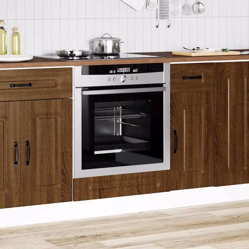 Berkfield Home Kalmar Freestanding Oven Cabinet in Brown Oak Engineered Wood – 2