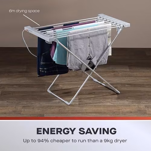 Daewoo Compact Foldable Heated Clothes Airer in Silver with 10kg Maximum Load – 2