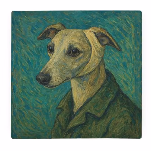 Purely Home Van Gogh Whippet Square Glass Worktop Protector, Multicolour, W: 30 cm x D: 30 cm