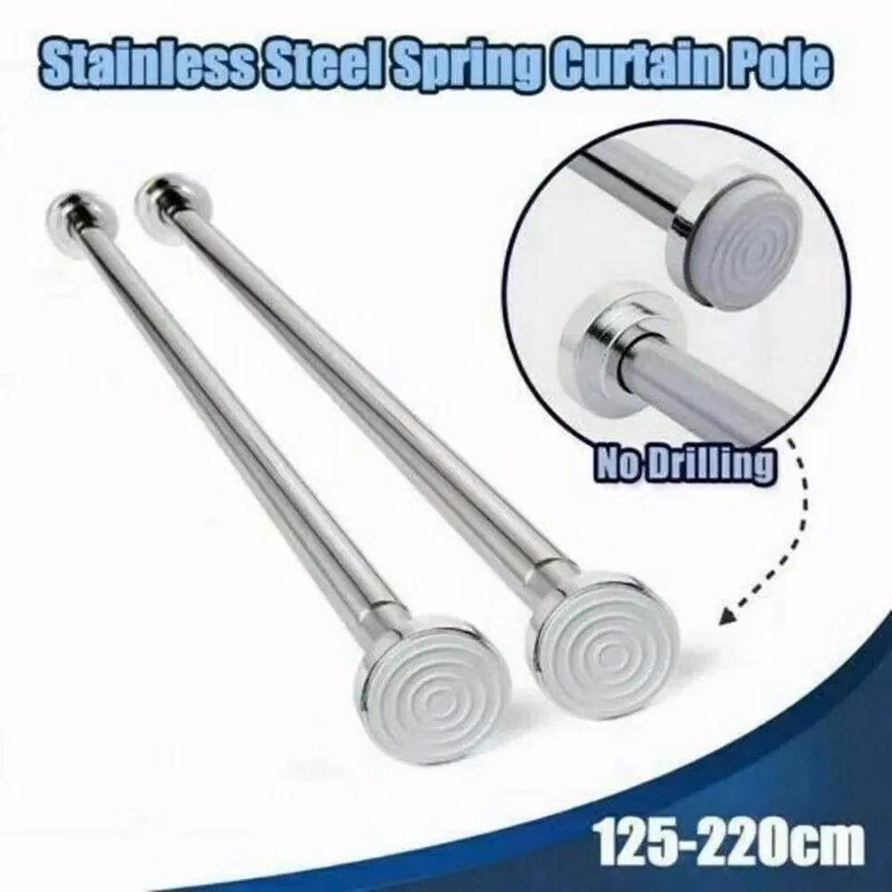 SPETLEK Heavy Duty Telescopic Shower Curtain Pole in Silver – 4