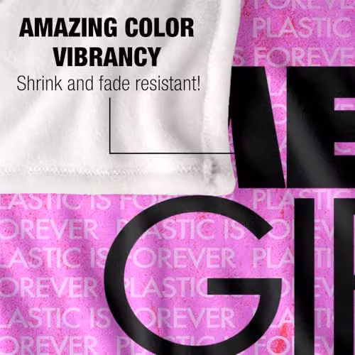 LOGOVISION Mean Girls (2024) Musical Logo Super Soft Fleece Throw Blanket in White and Pink, W/D/H: 152 x 127 cm – 3