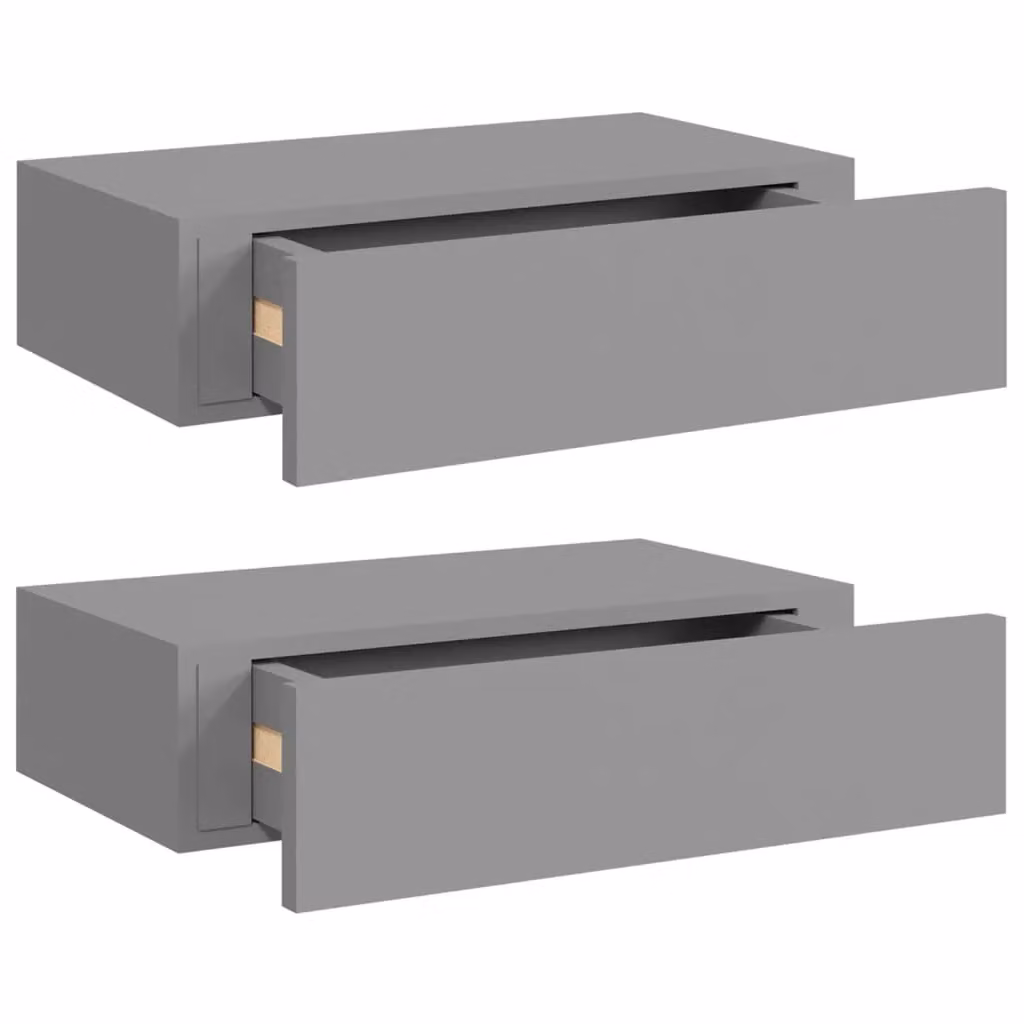 Berkfield Home Wall-mounted Drawer Shelves, 2 Pack, Grey, W/D/H: 40 x 23.5 x 10 cm – 2