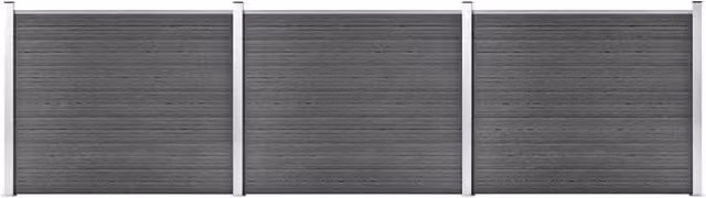 Berkfield Home WPC Fence Panel Set, Black, W: 526 cm, H: 146 cm