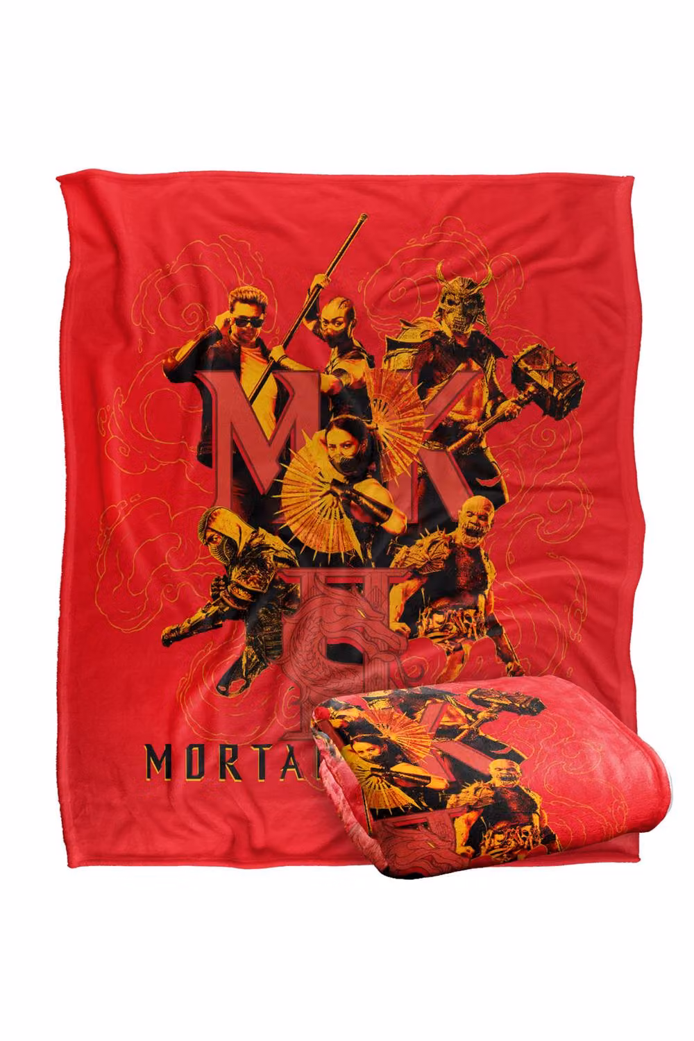 Warner Bros. Mortal Kombat 2 Fighters Cloud Silky Touch Extra Large Throw Blanket, Multicolour and Red – 2