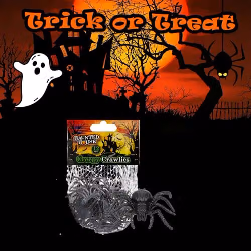 VFM e-Store Halloween Creepy Crawlies Spiders Party Pack in Black – 4