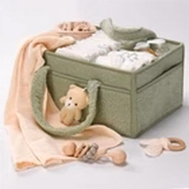 EONLION Baby Nappy Caddy Organiser Newborn Changing Storage Basket in Green with Handles – 1