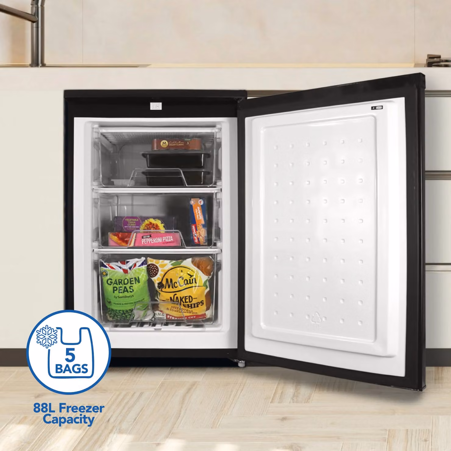Igenix 88 Litre Upright Under Counter Freezer, Black – 4