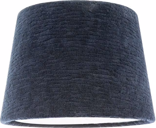 Happy Homewares Classic Round Blue and Silver Textured Velvet Drum Lamp Shade with Satin Shimmer Inner Lining, Diameter: 25 cm – 5