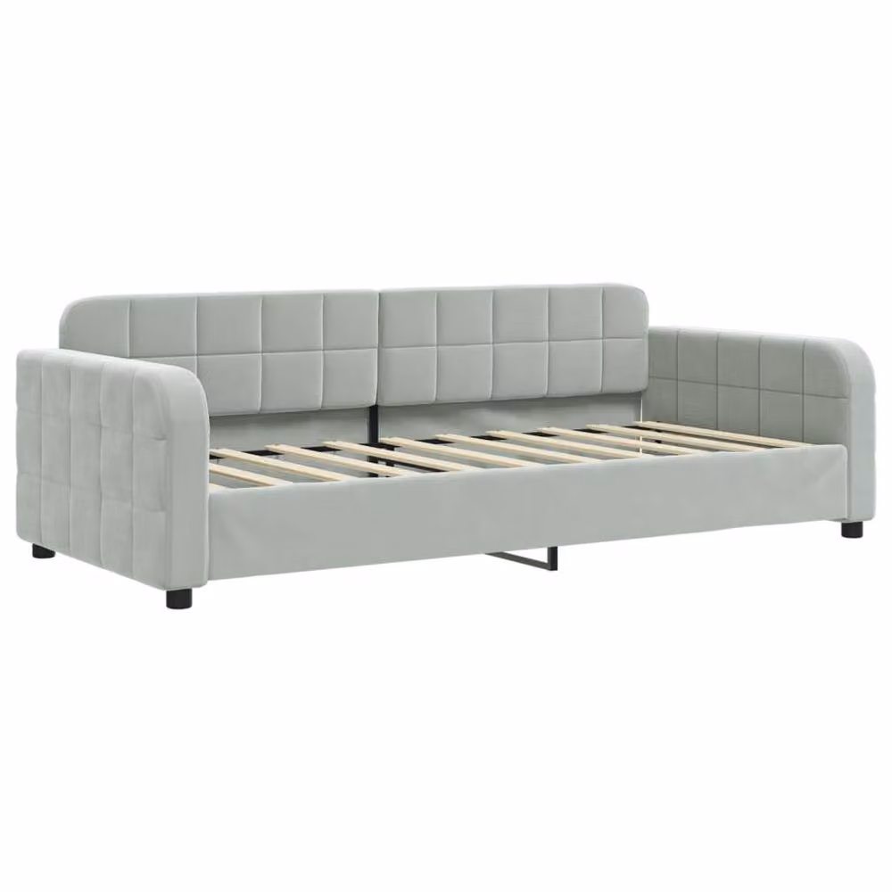 Berkfield Home Modern Velvet Day Bed in Light Grey, W/D/H: 90 x 190 cm – 2