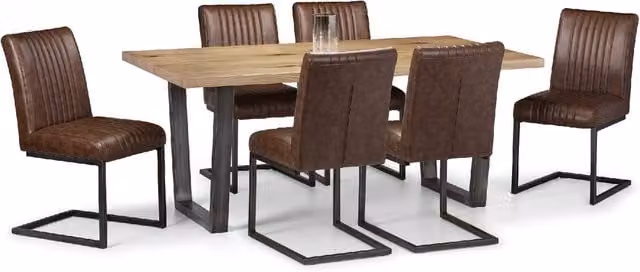 Julian Bowen Brooklyn Oak Rectangular Dining Table and 6 Chairs Set in Brown