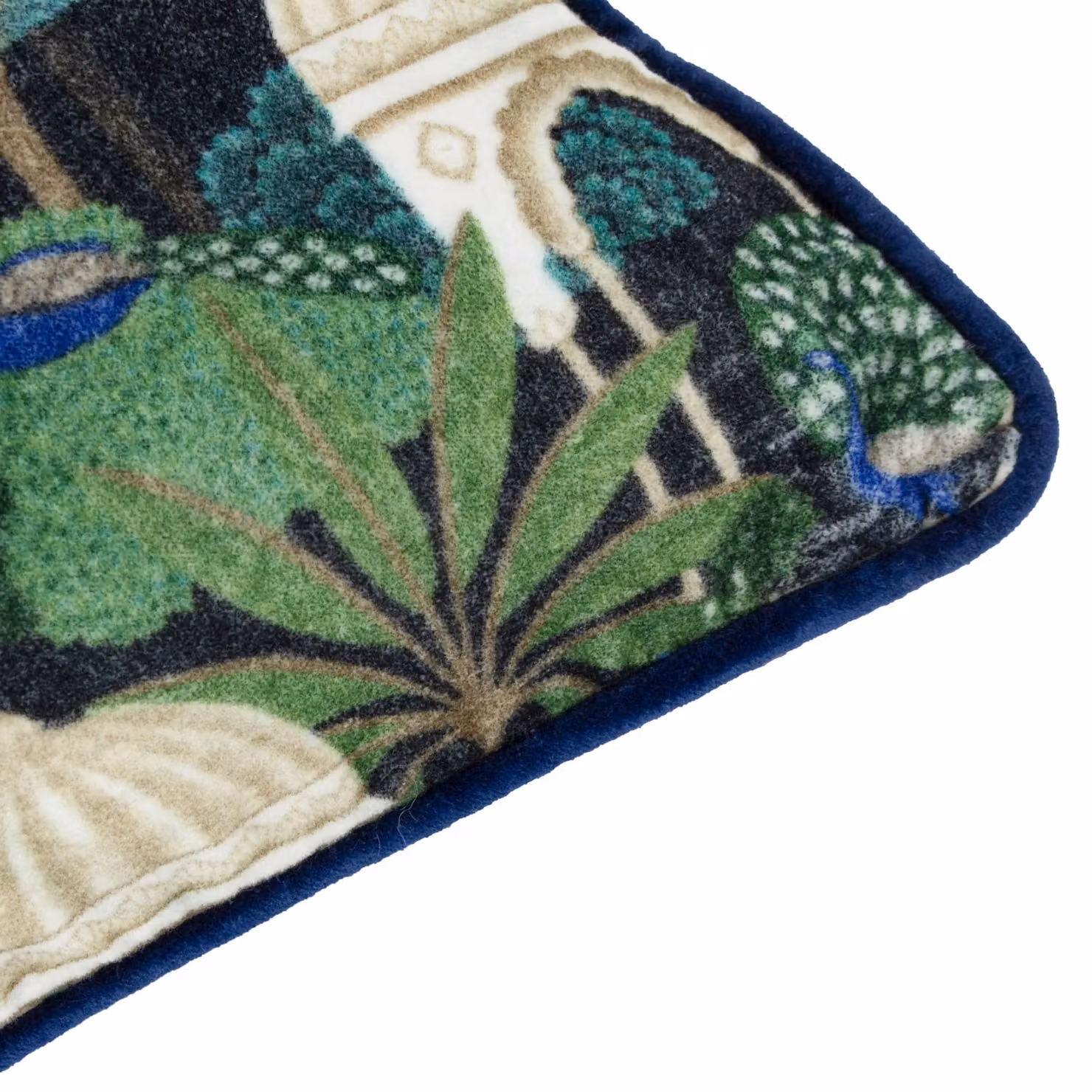 Wylder Tropics Serenity Tropical Garden Velvet Cushion in Black, Blue and Multicolour, W: 60 cm, H: 40 cm, D: 40 cm – 6