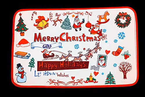Shatchi Christmas Theme Printed Non-Slip Rectangular Doormat, Multicolour and Red, W/D/H: 38.5 x 38.5 x 1.0 cm – 4