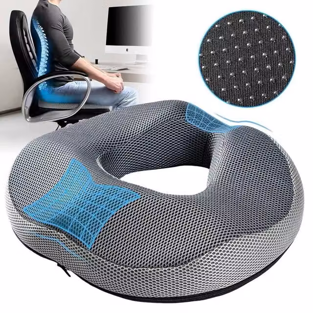 EONLION Grey Memory Foam Donut Cushion Ring Seat, W: 100 cm x L: 190 cm – 1