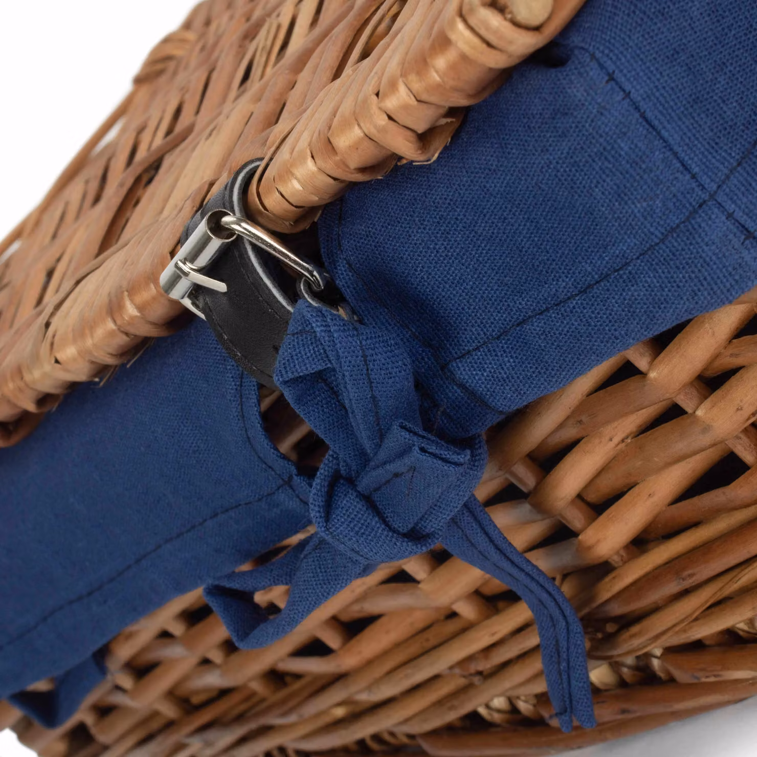 Red Hamper Wicker Rectangular Empty Gift Basket with Blue Cotton Lining W: 40.0 cm, D: 26.0 cm, H: 14.0 cm – 3