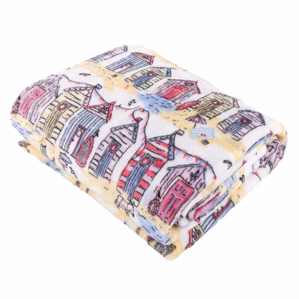 Furn Maritime Beach Huts Printed Soft Fleece Throw, Multicolour, W: 130 cm, D: 150 cm – 2