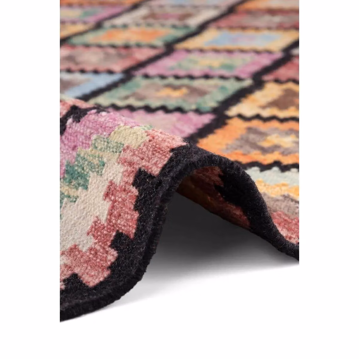 THE RUGS Kamal Kelim Handwoven Wool and Cotton Reversible Flat Weave Rug, Multicolour, W: 160 cm, L: 230 cm – 3