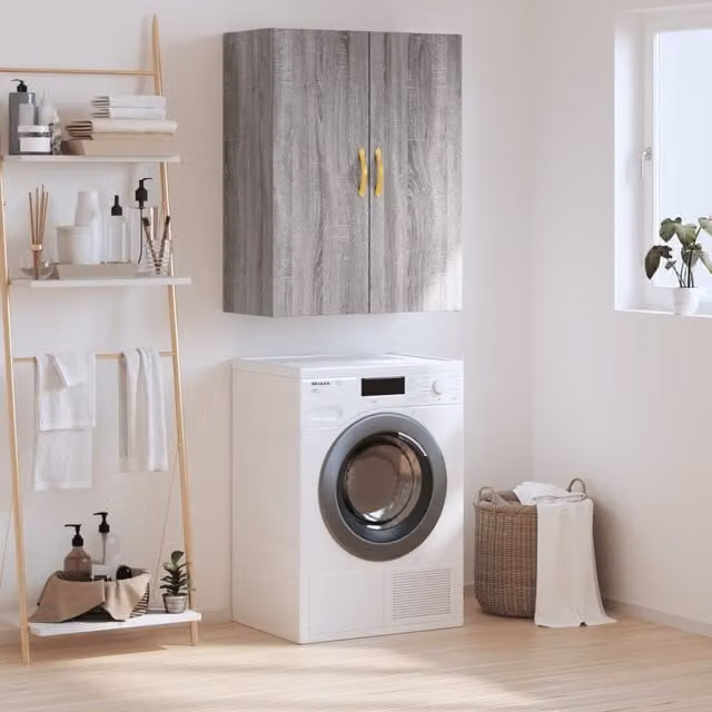Berkfield Home Wall Mounted Cabinet in Grey Sonoma, W/D/H: 69.5 x 34 x 90 cm – 1