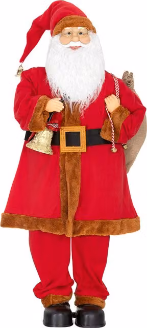 HOMCOM Singing and Dancing Santa Claus with Bell and Sack, Red and Multicolour Tabletop Christmas Decoration