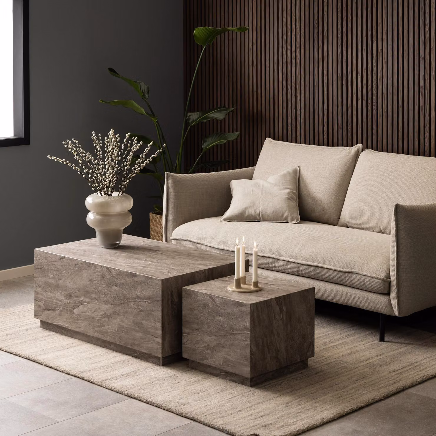 Furniture To Go Dice Coffee Table Set in Grey Marble – 2