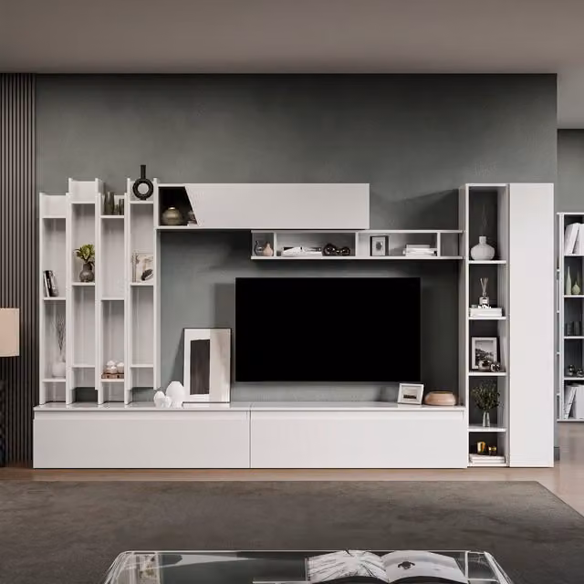 Decorotika Wien Wall Mounted Entertainment Center in High Gloss White