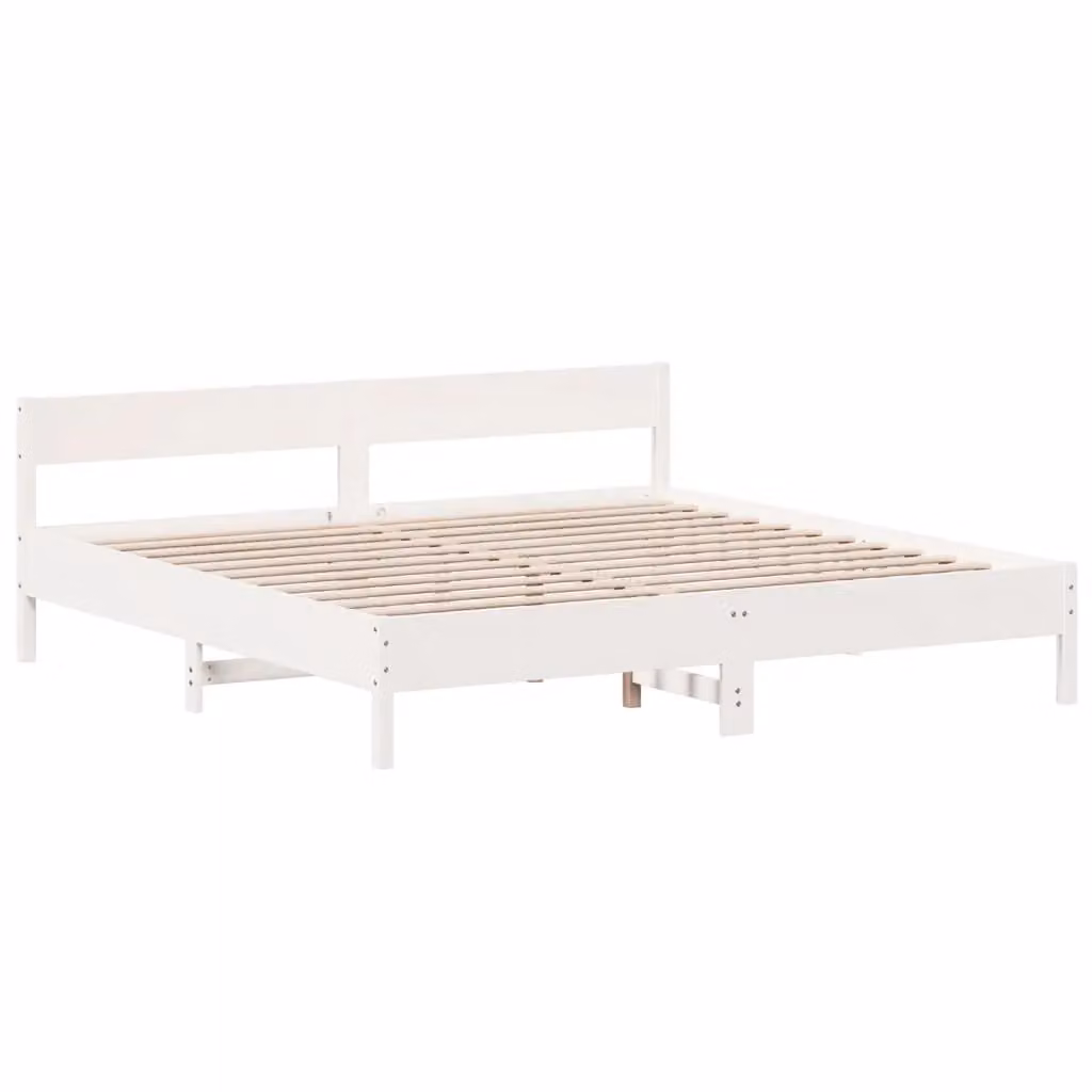 Berkfield Home Super King Solid Wood Pine Bed Frame, White, W/D/H: 180 x 200 cm – 2