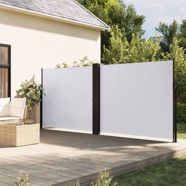 Berkfield Home Retractable Side Awning in White Polyester, W/H: 1200 x 160 cm