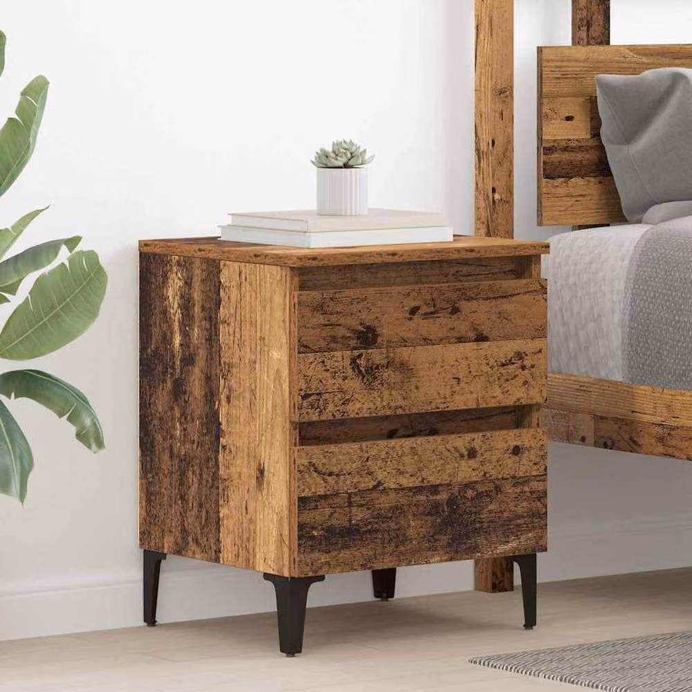 Berkfield Home Stylish Bed Cabinet in Brown Old Wood, W/D/H: 40 x 35 x 50 cm – 2
