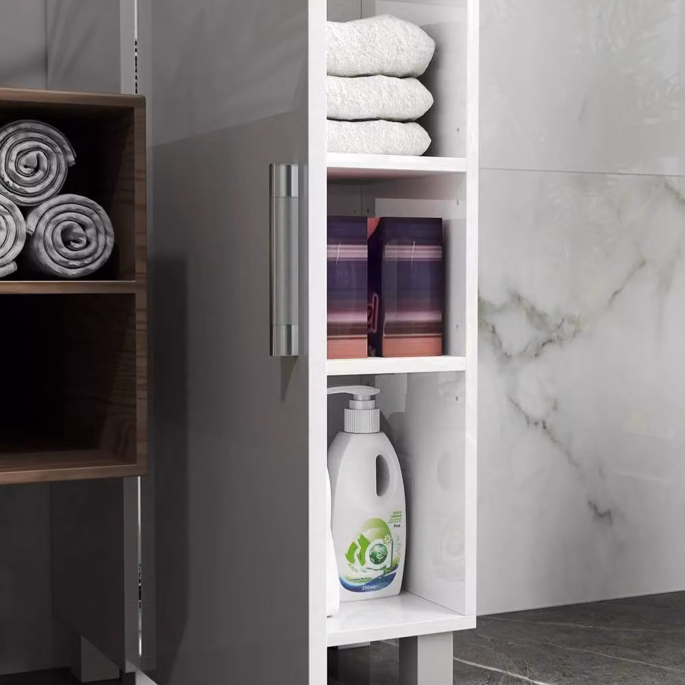 Wyld Haus Valatti Freestanding Tall Bathroom Storage Cabinet in White High Gloss, H 167.5 x W 40.0 x D 30.0 cm – 7