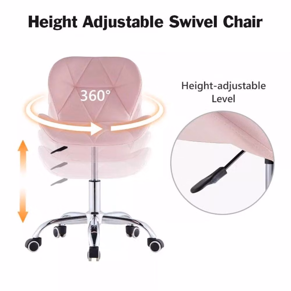 NESTLUNE Pink Synthetic Leather Swivel Task Chair for Home Office and Dining Room – 2