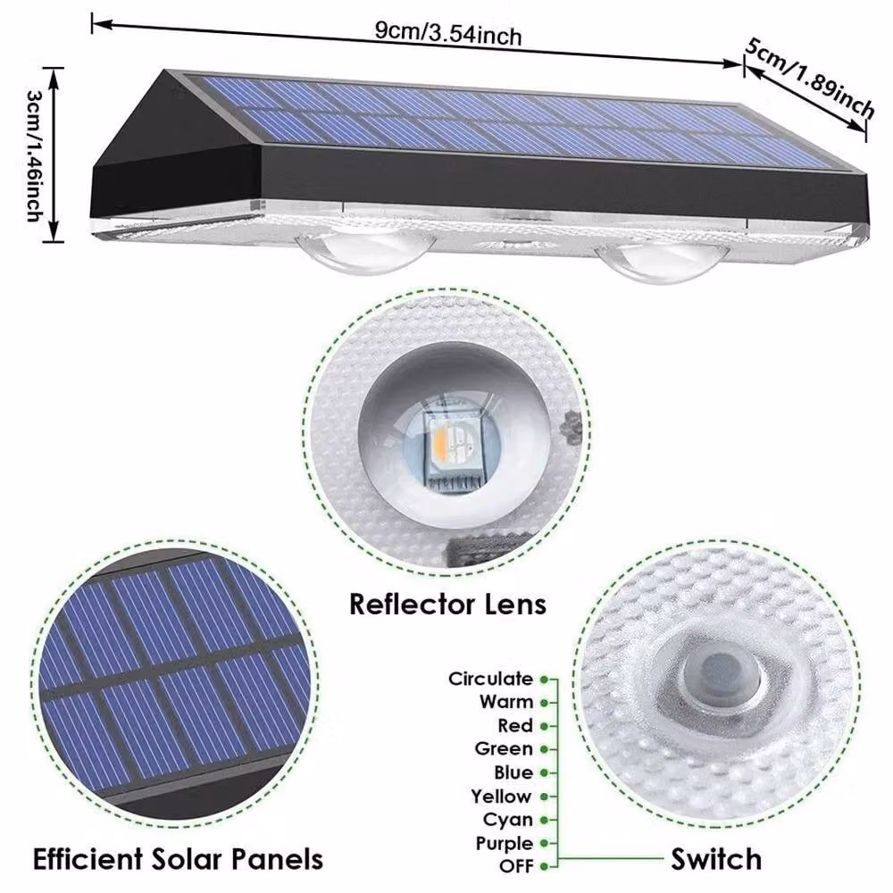 SPETLEK Set of 4 Solar Powered LED Garden Wall and Fence Post Lights in Black – 2