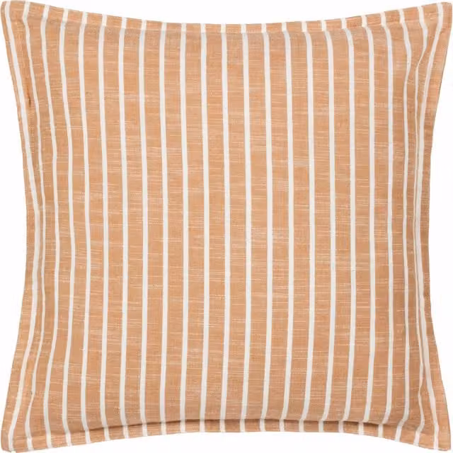 Make it a Home Tala Stripe Reversible Feather Rich Cotton Cushion in Brown and Orange