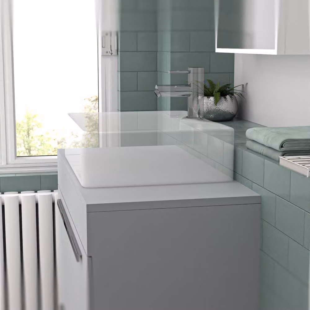 Nes Home Grey Moisture Resistant Vanity Cabinet Worktop W: 900 mm, H: 650 mm – 2