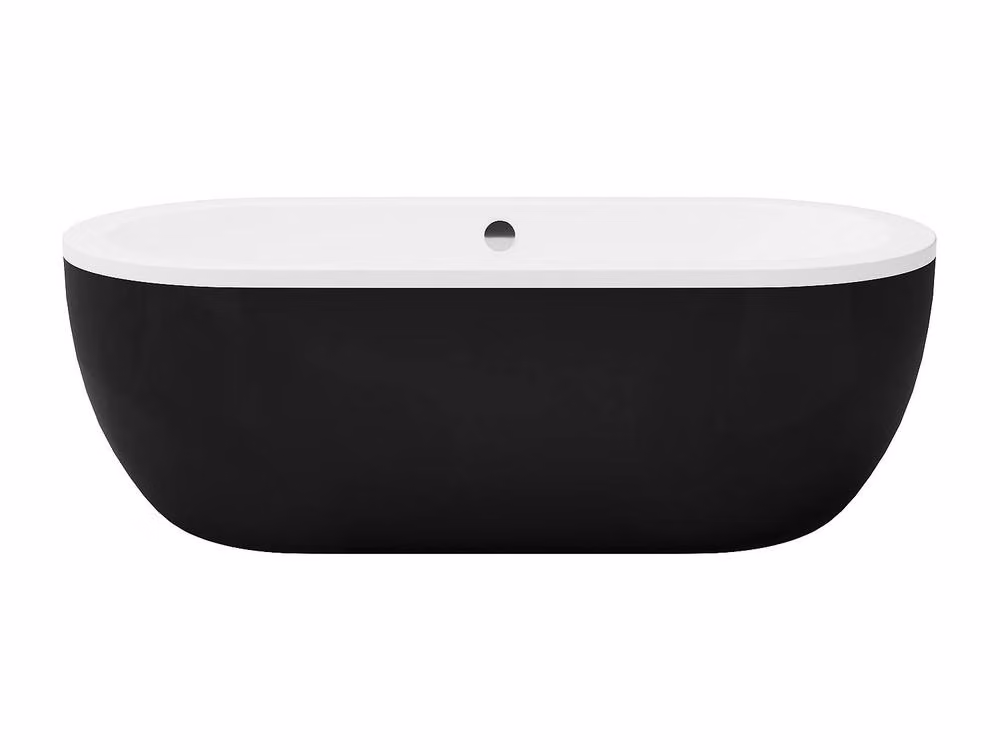 Vente-unique Oval Freestanding Acrylic Bathtub in Black, W/D/H: 170 x 80 x 58 cm – 2