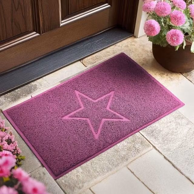 Nicoman Pink Star Embossed PVC Spaghetti Door Mat W: 40 cm, D: 60 cm – 1