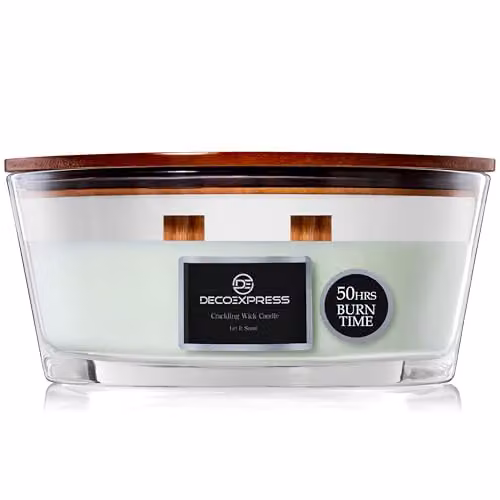Deco Express Let It Snow WoodWick Scented Crackle Candle in Green – 1