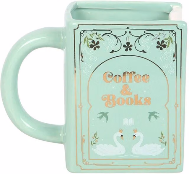 Something Different Green Ceramic Coffee and Books Shaped Mug