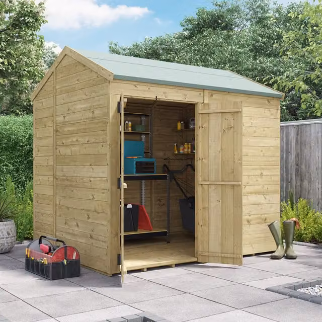 BillyOh Switch Tongue and Groove Apex Wooden Shed in Brown with Floor and Gable Roof